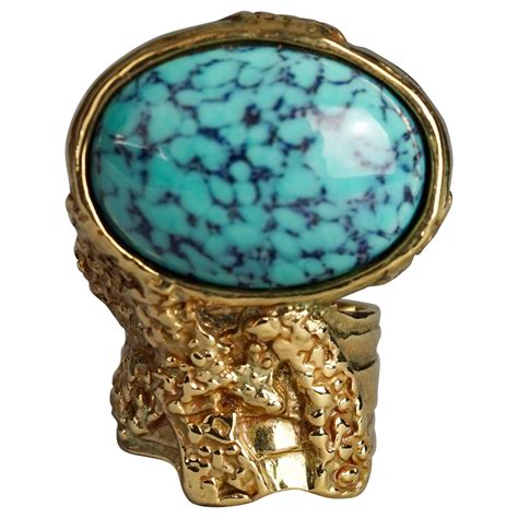 YVES SAINT LAURENT YSL Arty Turquoise Ring .